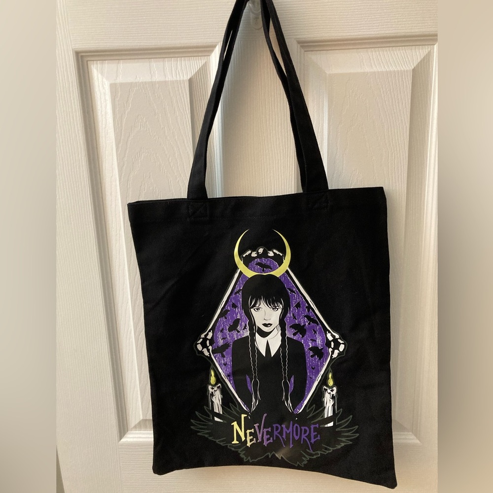NWOT Wednesday Addams black tote bag.